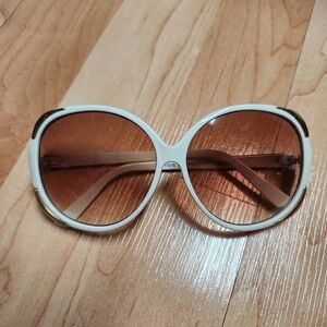 White Frame Gold Accents Sunglasses